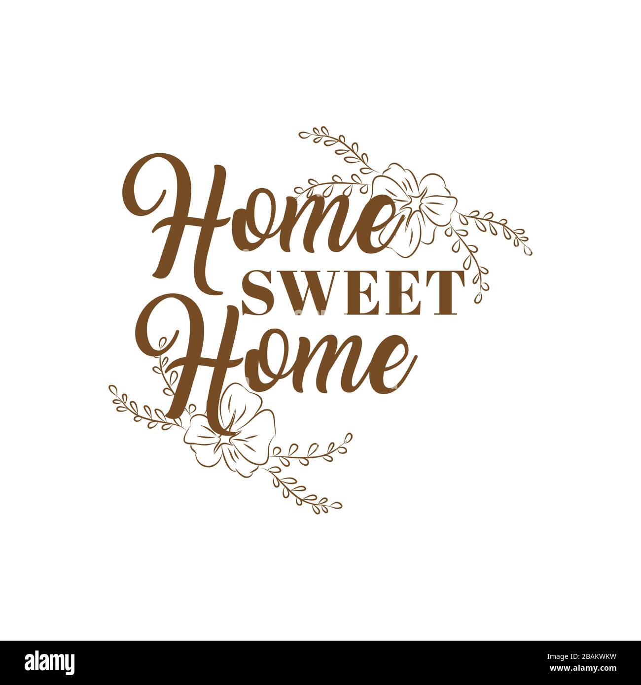 Mano che lettering tipografia poster.Calligraphic citazione 'Casa dolce home'.for housewarming poster, biglietti d'auguri, home decorations.Vector illustrazione. Illustrazione Vettoriale