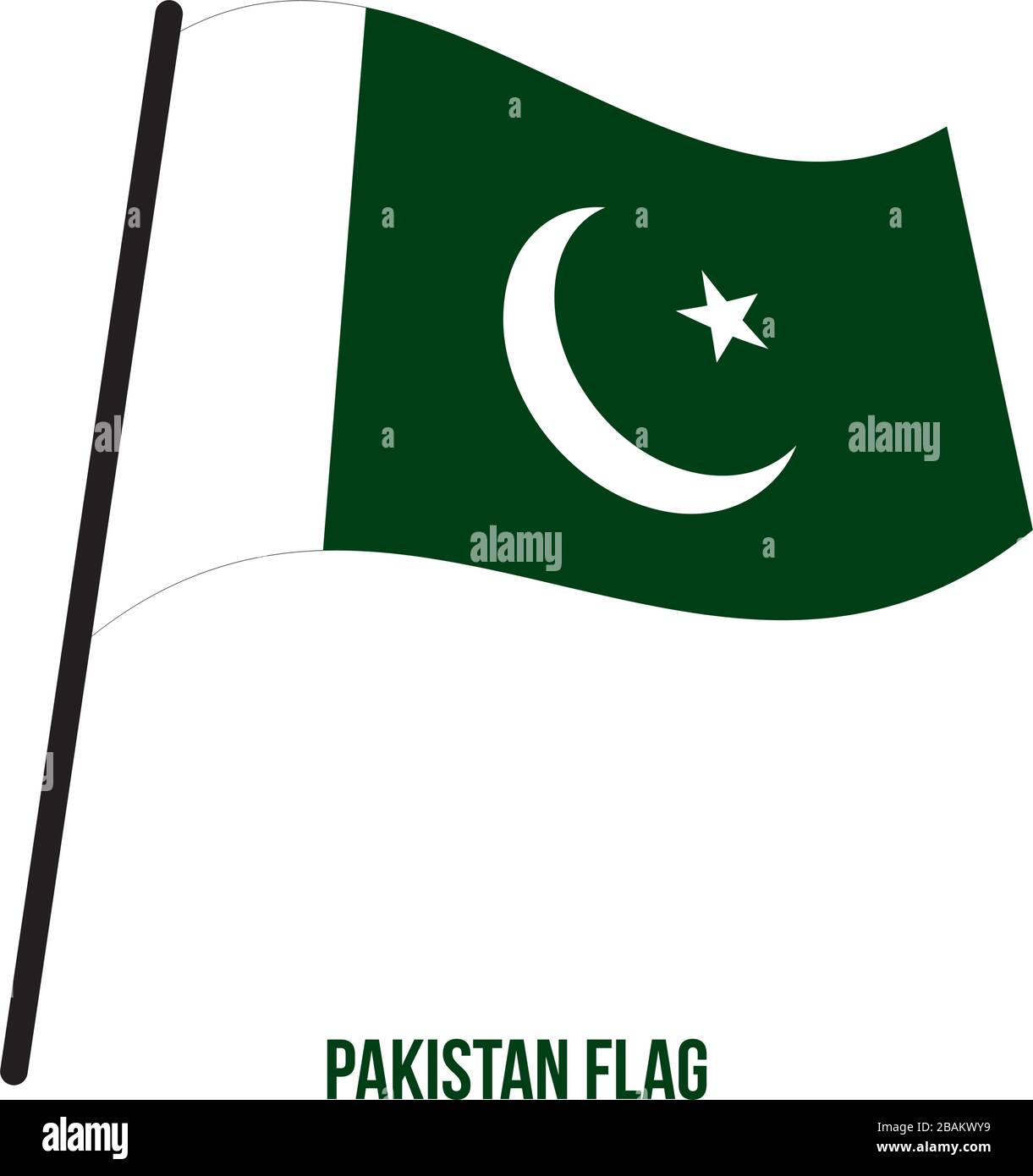 Il Pakistan bandiera sventola illustrazione vettoriale su sfondo bianco. Il Pakistan bandiera nazionale. Illustrazione Vettoriale