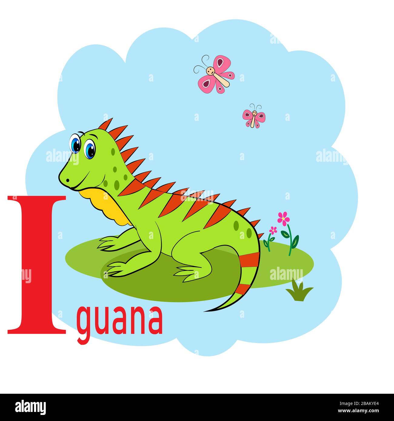 I parola per l'illustrazione dell'alfabeto animale iguana Illustrazione Vettoriale