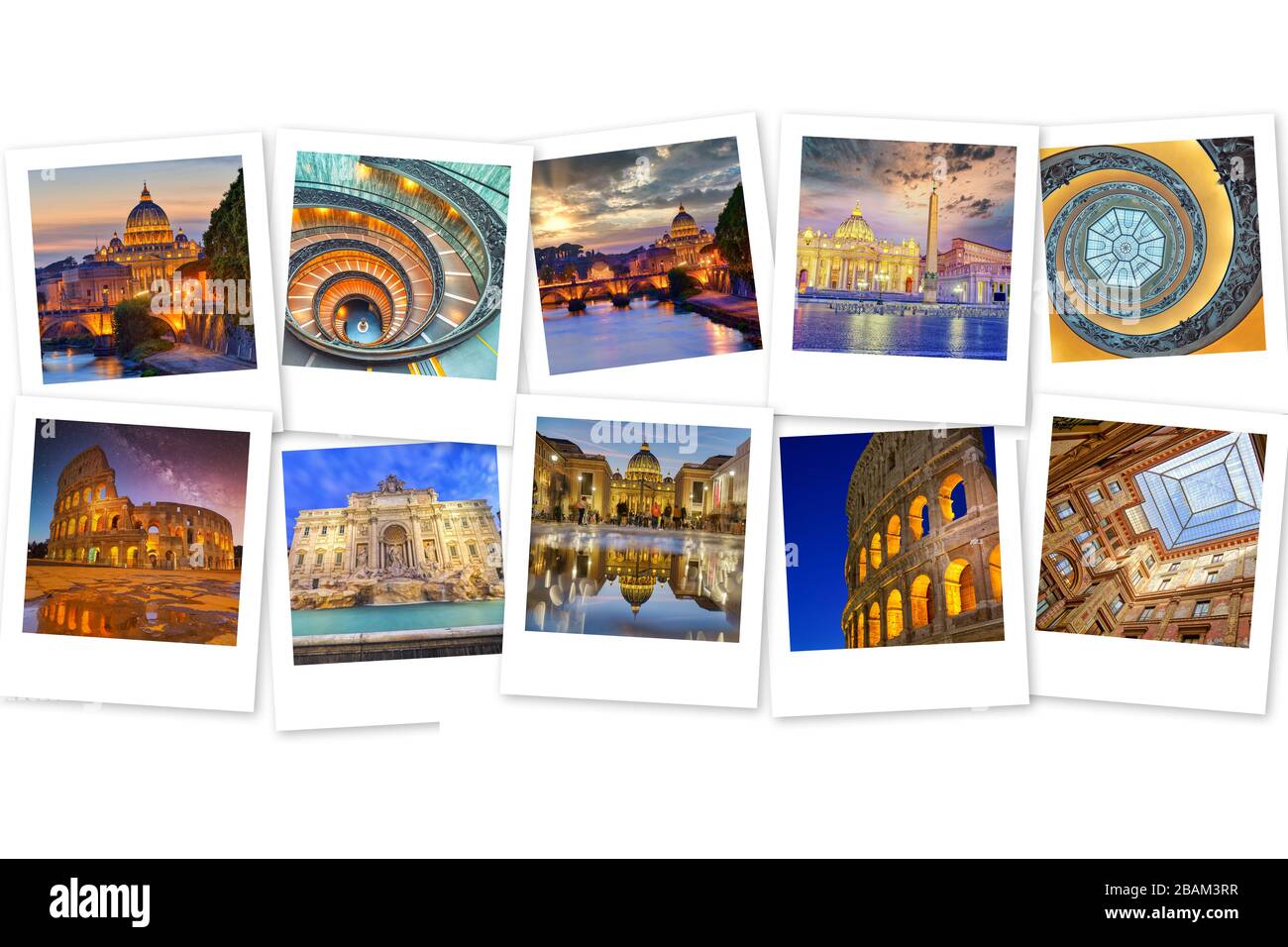 Collage fotografico da Roma. Colosseo, Vaticano, foto musei. Concetto di viaggio Foto Stock