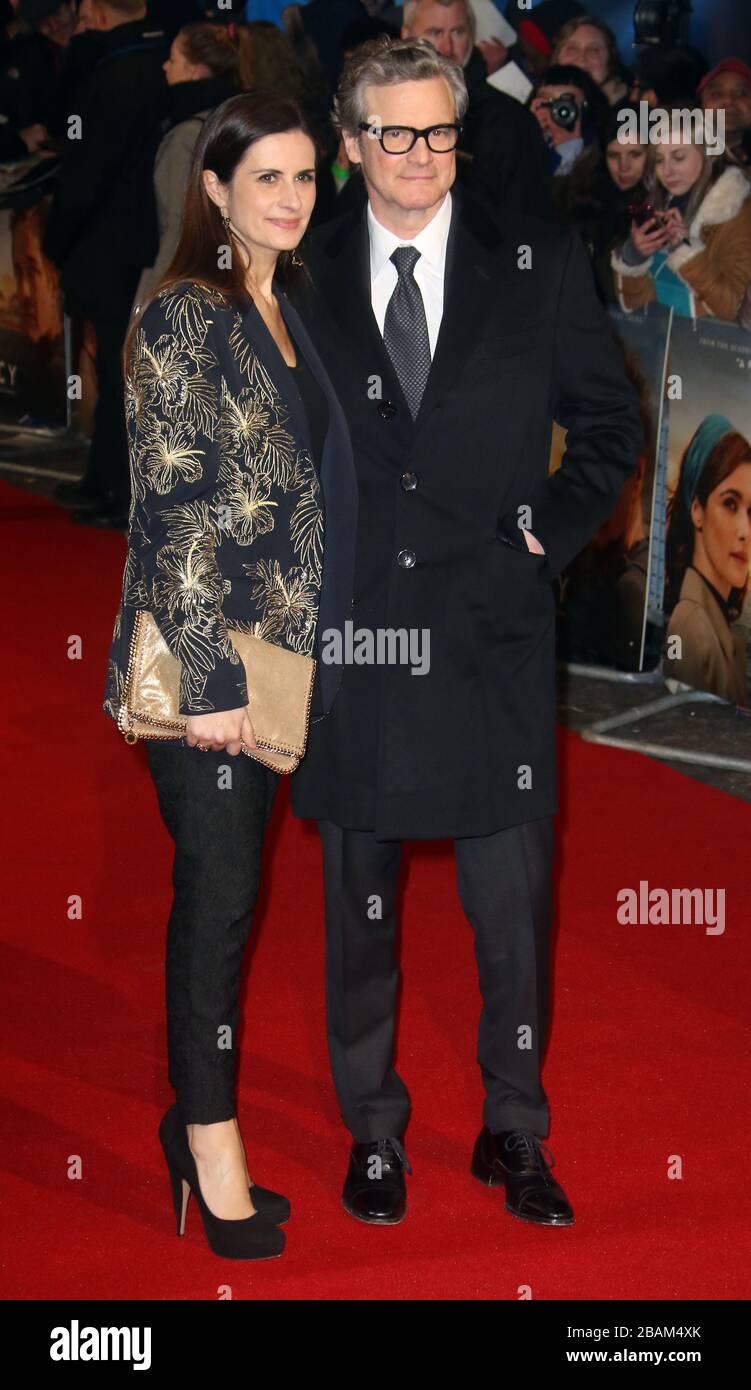 06 febbraio 2018 - Londra, Inghilterra, Regno Unito - gli spettacoli fotografici della prima mondiale della Misericordia: Colin Firth e sua moglie Livia Firth Foto Stock