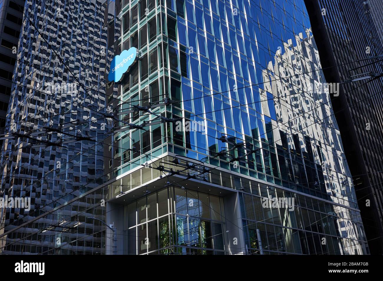Uffici presso la sede centrale della società americana di software basata su cloud Salesforce.com, Inc. A San Francisco, California. Foto Stock