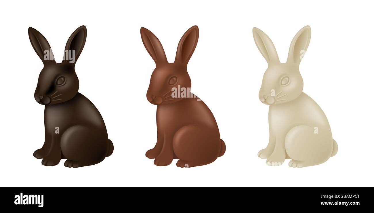 set di conigli pasquali al cioccolato Foto Stock