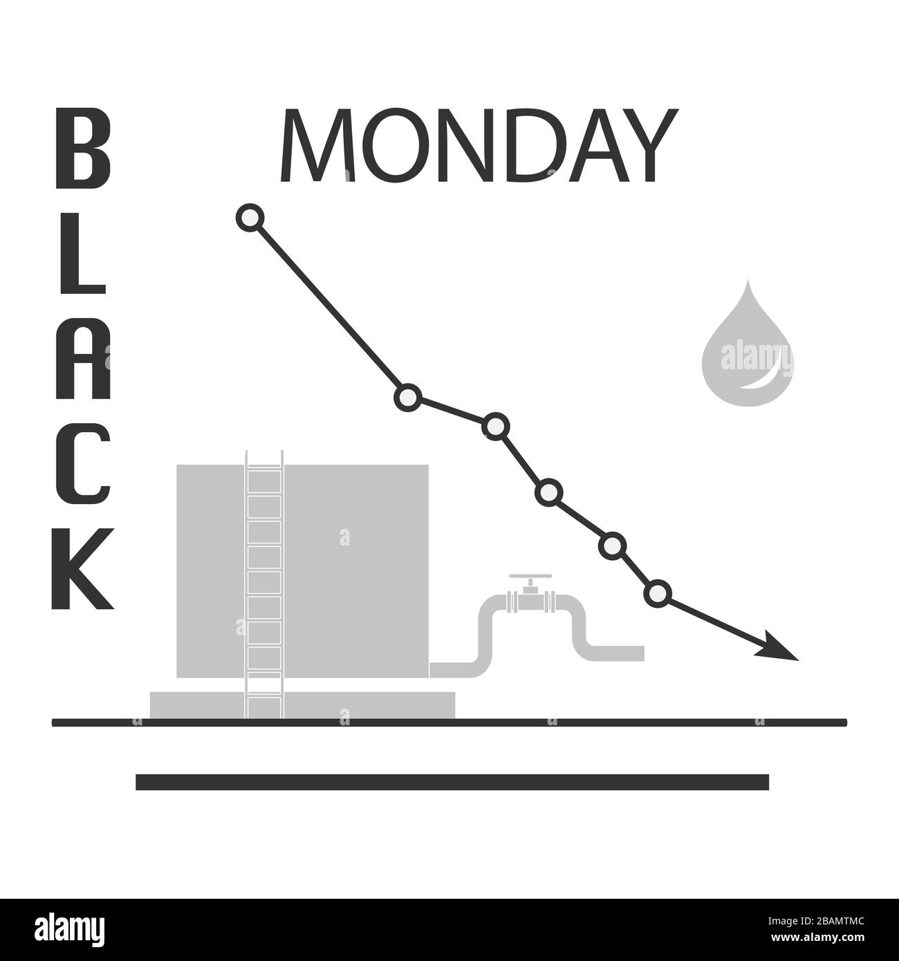 Illustrazione vettoriale industria petrolifera. Prezzi in calo. Crisi economica. Riduzione della domanda pianificata. Mercato. La negoziazione sul cambio ha aumentato la produzione Equip Illustrazione Vettoriale