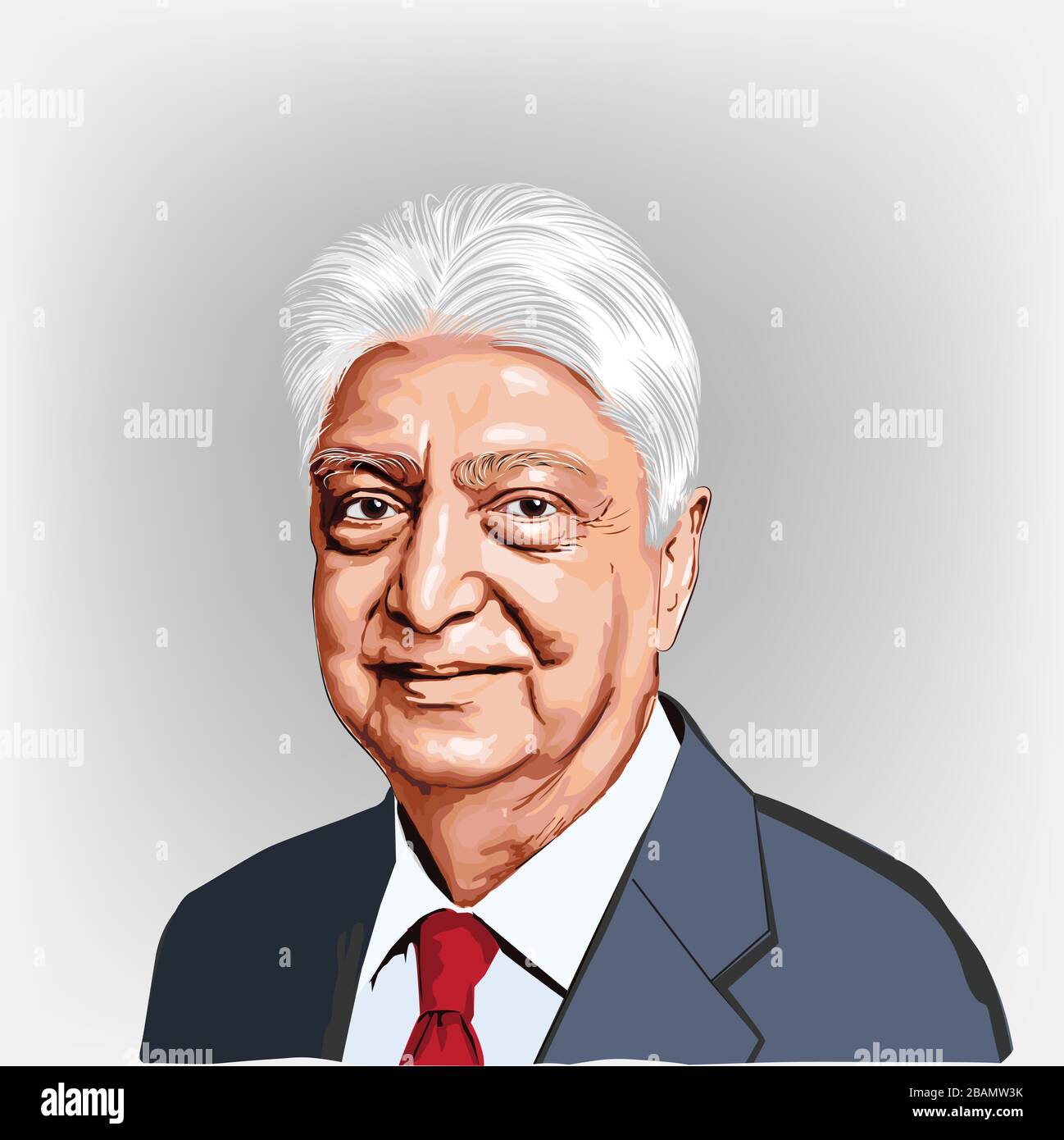 Ritratto di Azim Premji. Tycoon indiano di affari, investitore, ingegnere e filantropo, immagine del vettore. Illustrazione Vettoriale