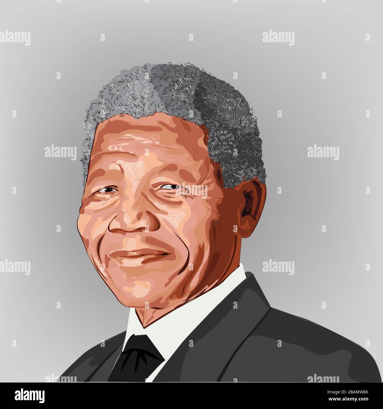 Nelson Mandela. Presidente del Sudafrica dal 1994 al 1999. Illustrazione Vettoriale