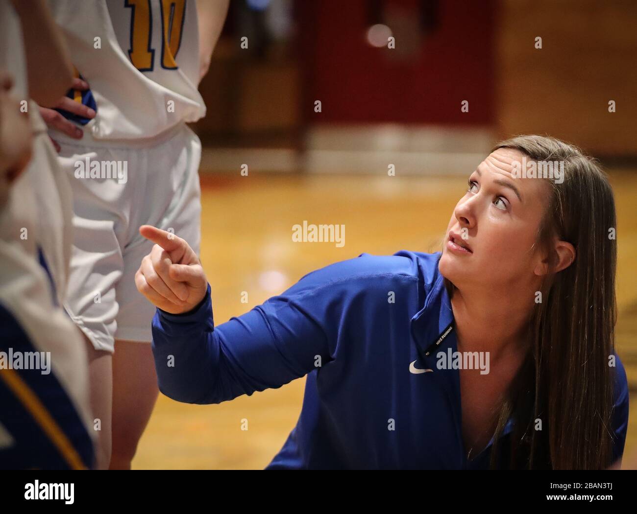 Azione di basket con Clark Fork vs Genesis Prep High School a Coeur d'Alene, Idaho, al North Idaho College. Foto Stock