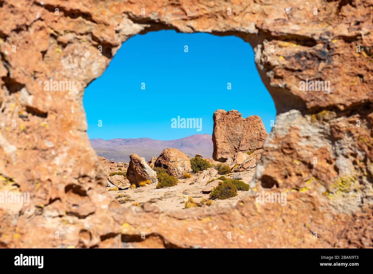 La Valle di pietra o Valle de Rocas, regione di sale di Uyuni, Bolivia. Foto Stock