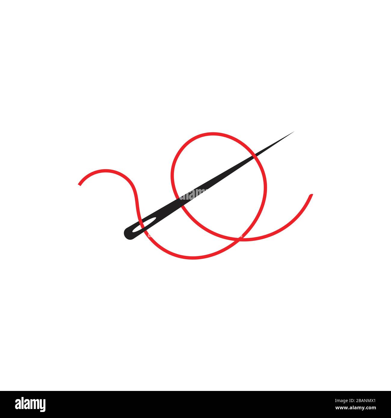 vettore del logo con illustrazione della linea del loop della filettatura dell'ago Illustrazione Vettoriale