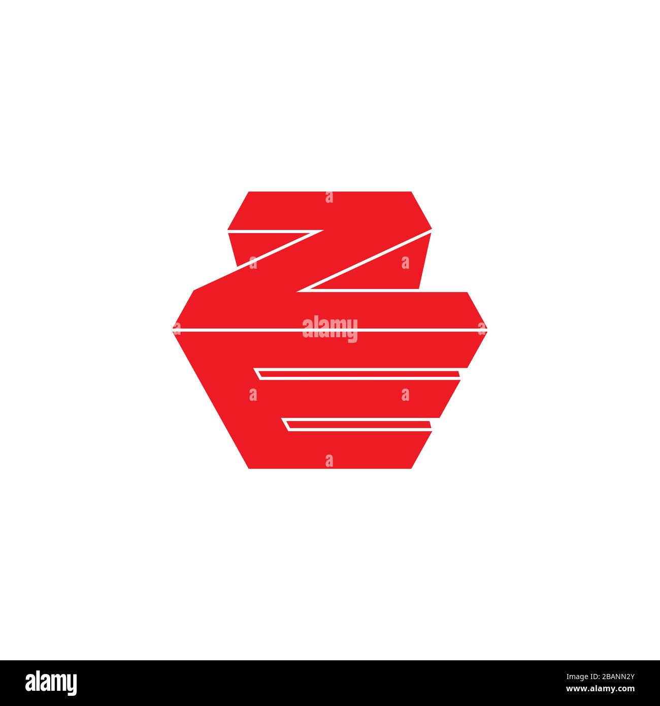 lettera ze semplice geometrico 3d disegno piatto logo vettore Illustrazione Vettoriale