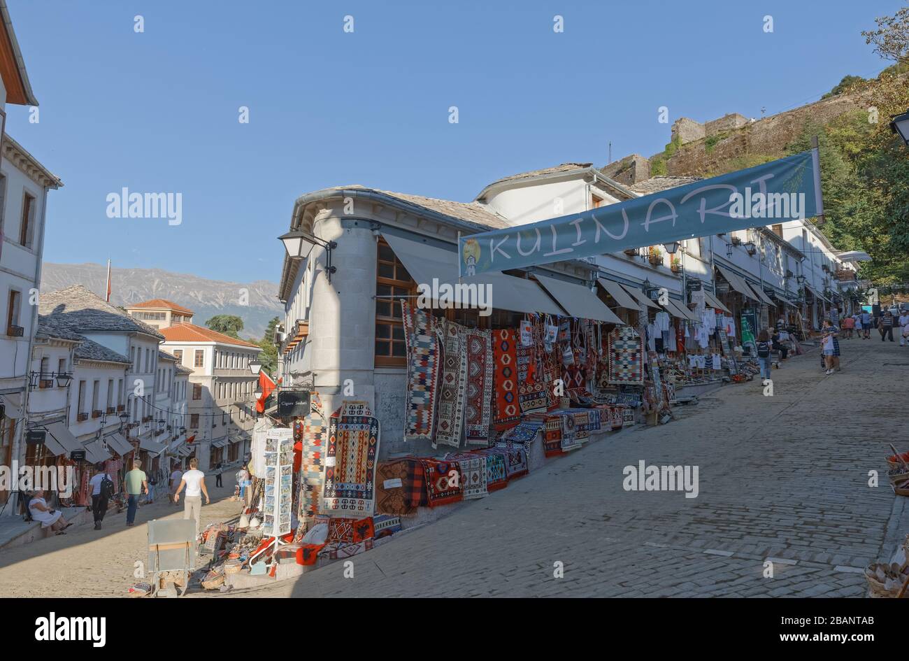 Gjirokaster atmosfera tranquilla UNESCO Patrimonio dell'Umanità Albania Foto Stock
