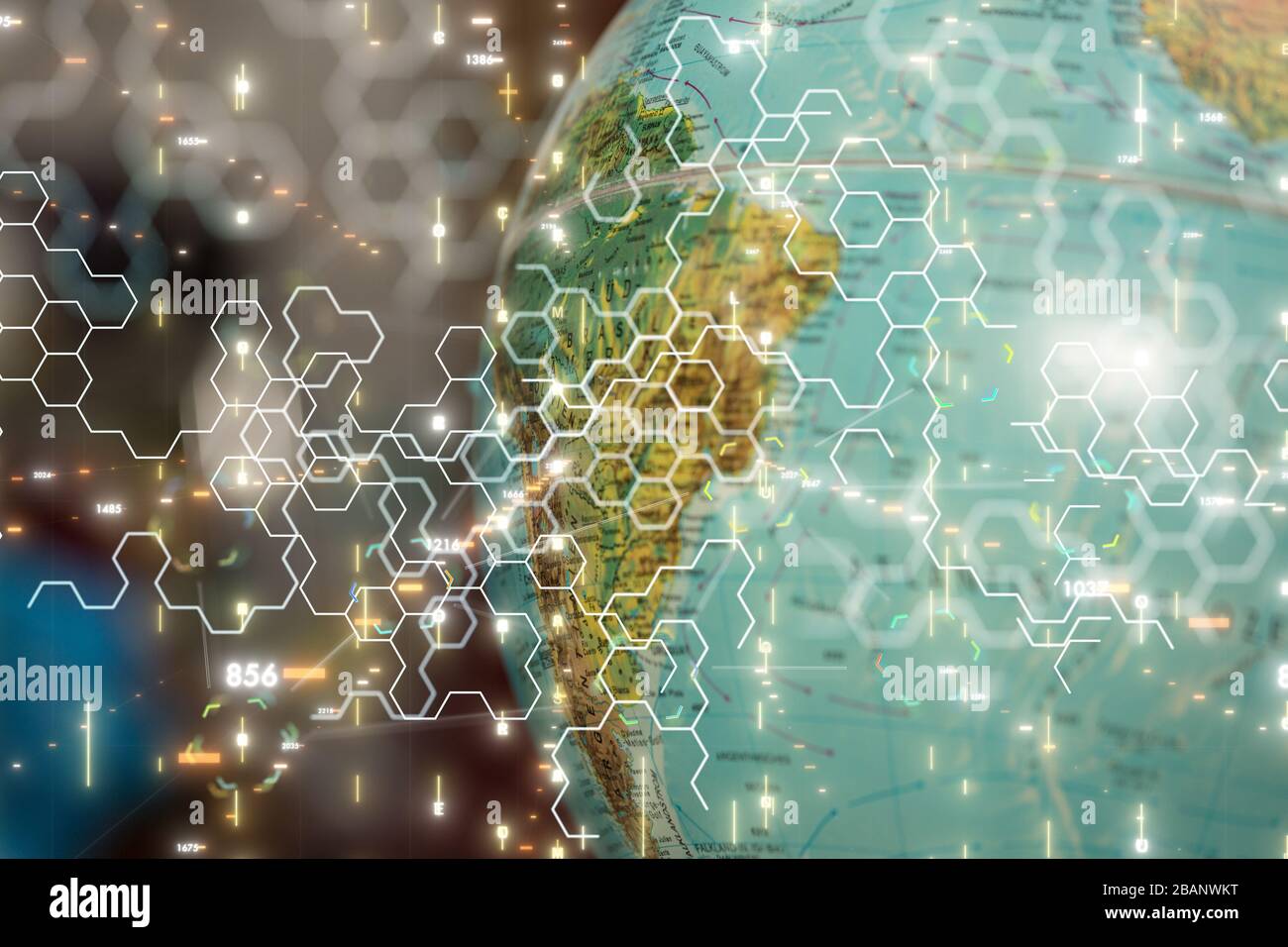 Una tecnologia astratta geometrica e dati Foto Stock