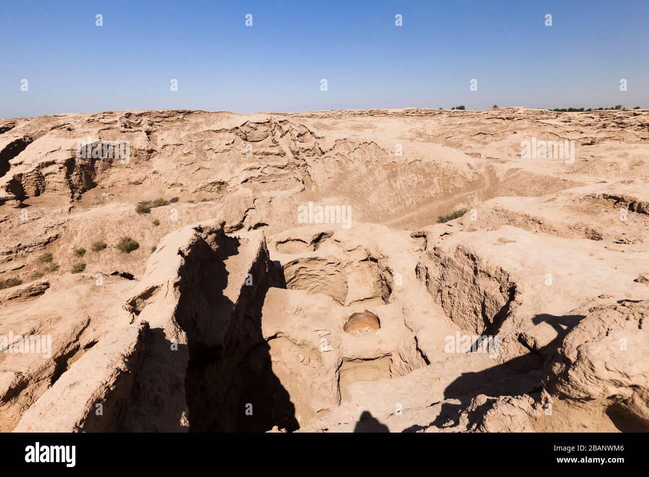 Kampirtepa, Kampir Tepa, Kampirtepe, Kampir Tepe, città antica e porto del fiume Amu Darya, Termez, regione di Surxondaryo, Uzbekistan, Asia centrale, Asia Foto Stock