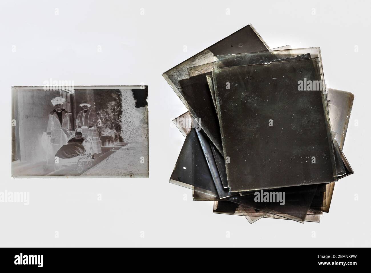 Vetro della piastra negativo Foto Stock