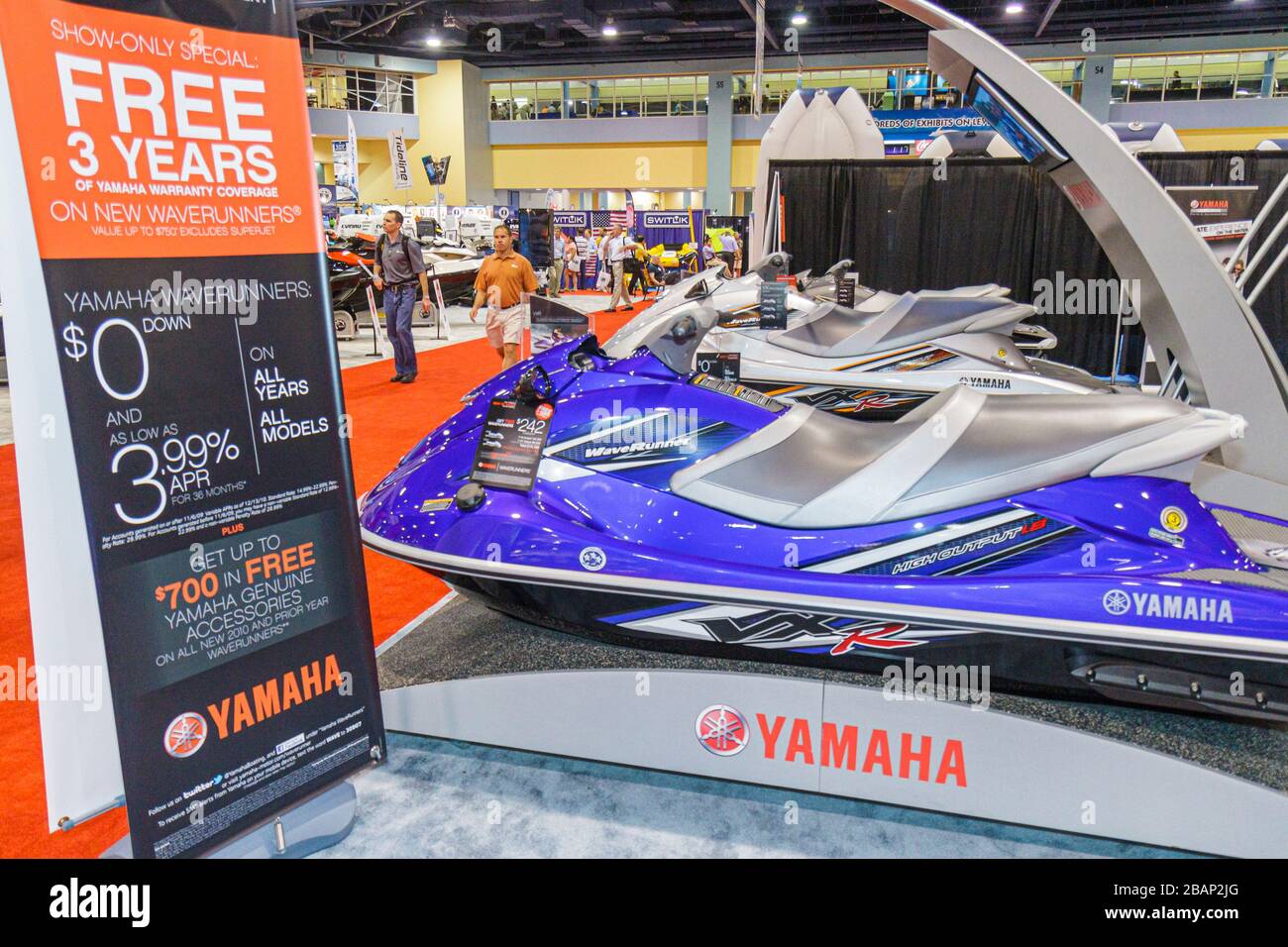 Miami Beach Florida, Miami Beach Convention Center, Miami International Boat Show, espositore, venditori ambulanti bancarelle mercato stand, buyer b Foto Stock