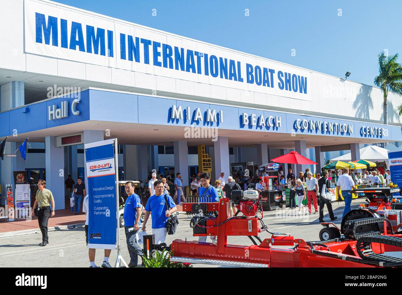 Miami Beach Florida, Miami Beach Convention Center, Miami International Boat Show, espositore, venditori ambulanti bancarelle mercato stand, buyer b Foto Stock