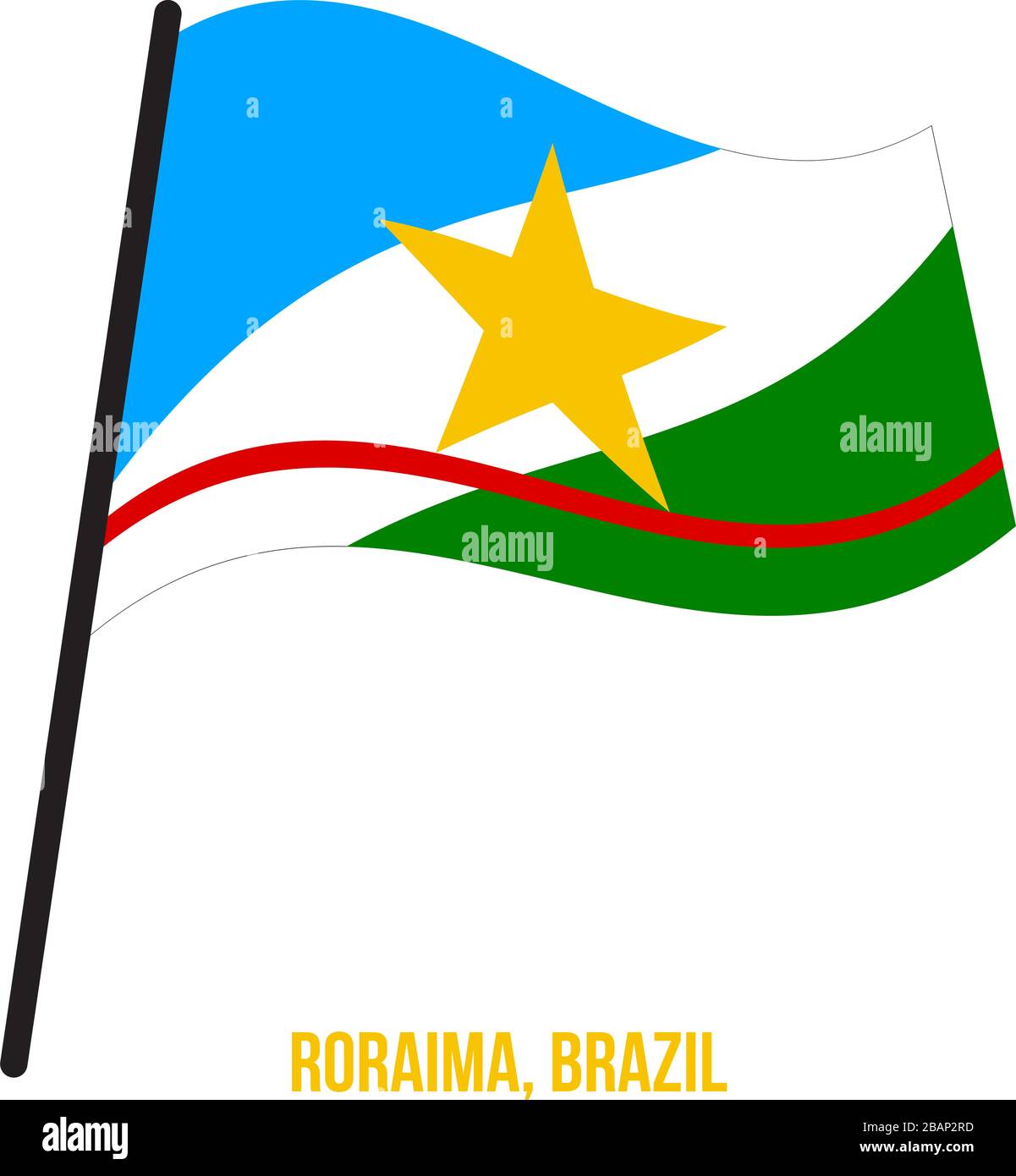 Roraima bandiera sventola illustrazione vettoriale su sfondo bianco. Membri bandiera del Brasile. Illustrazione Vettoriale