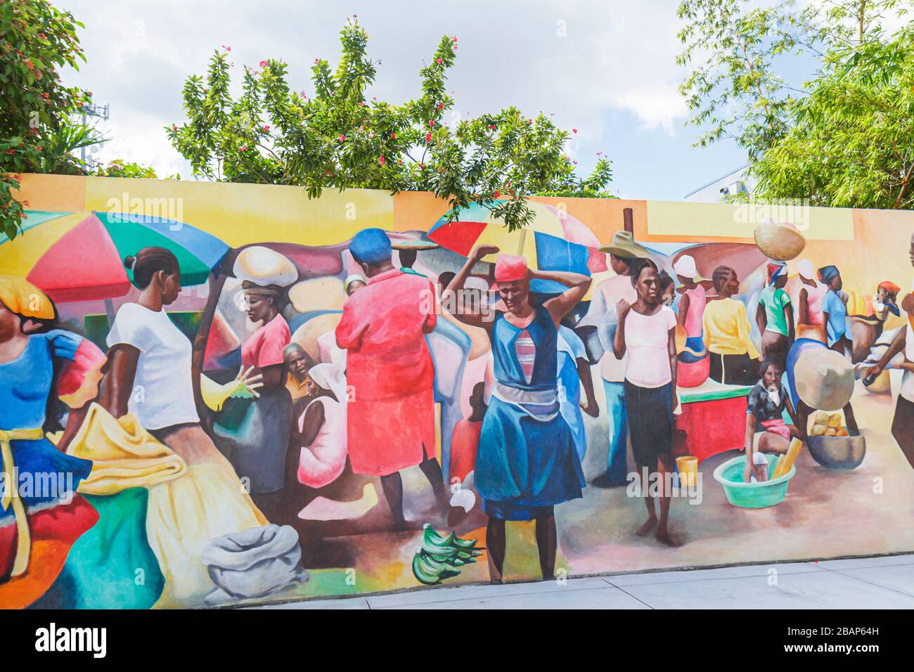 Miami Florida, Little Haiti, Little Haiti Cultural Center, murale con opere d'arte Foto Stock