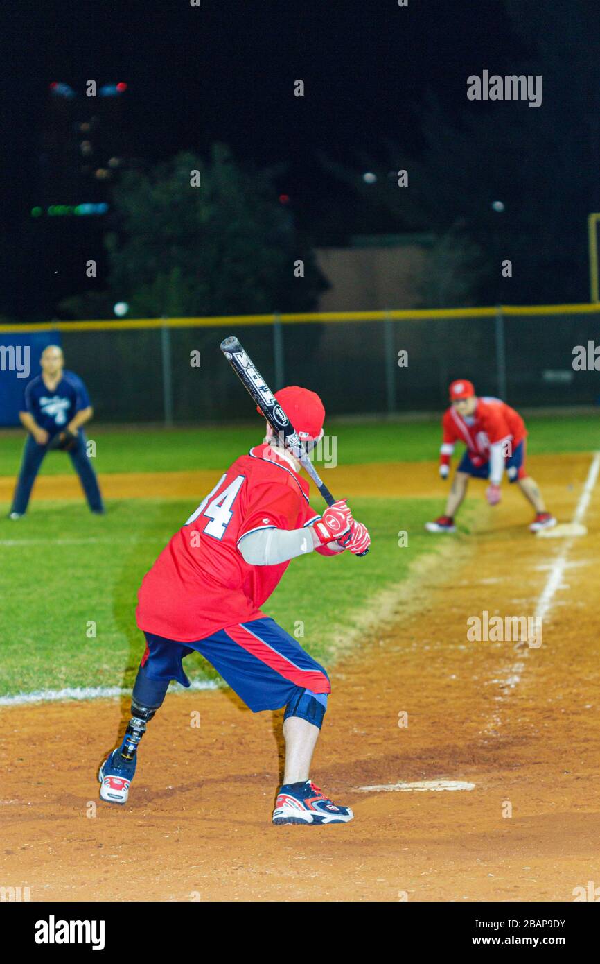 Miami Beach Florida, Flamingo Park, WWAST, Wurrior Amputee Wurrior Softball Team, disabili disabili disabili speciali esigenze, veterani, soldati, riabilitato Foto Stock