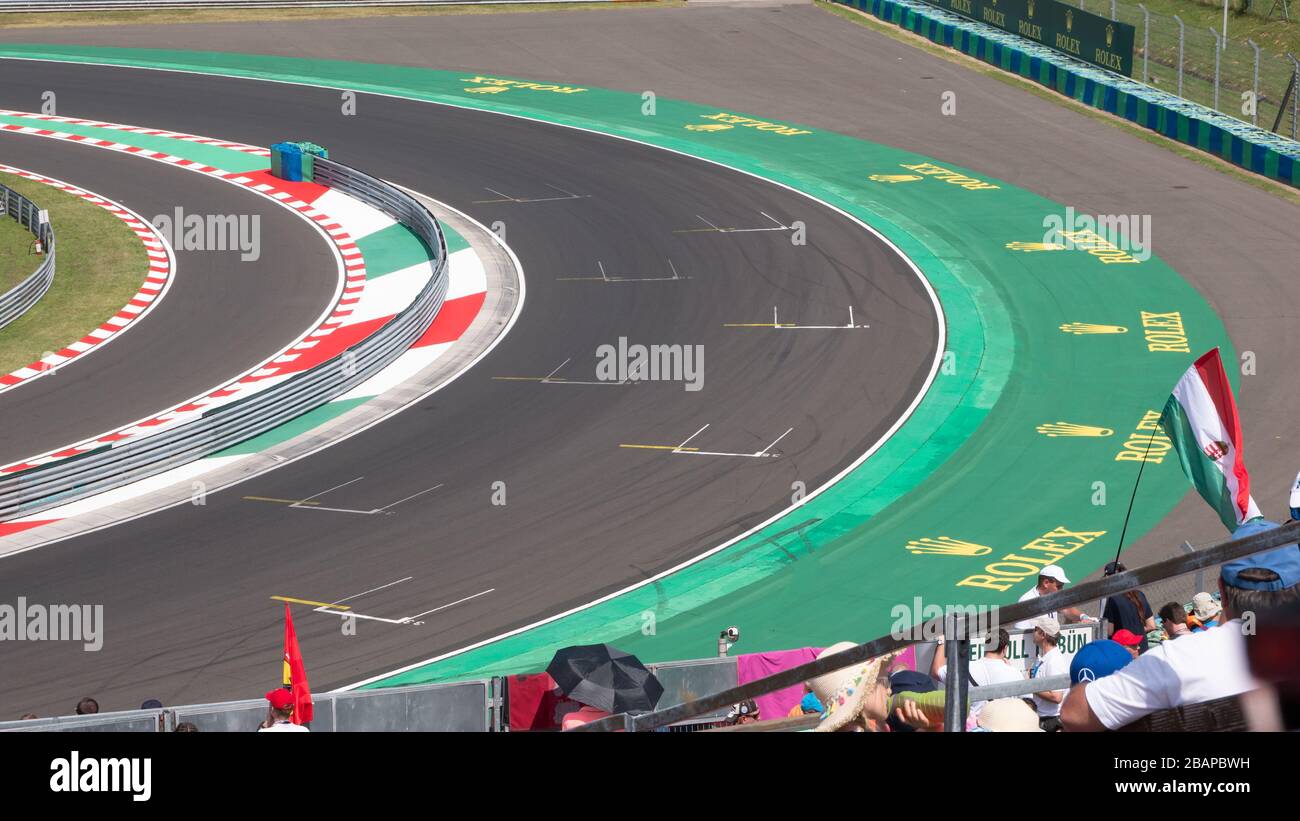 Mogyorod Hungary 08 04 2019 una curva nella pista ungherese di Formula 1. Foto Stock
