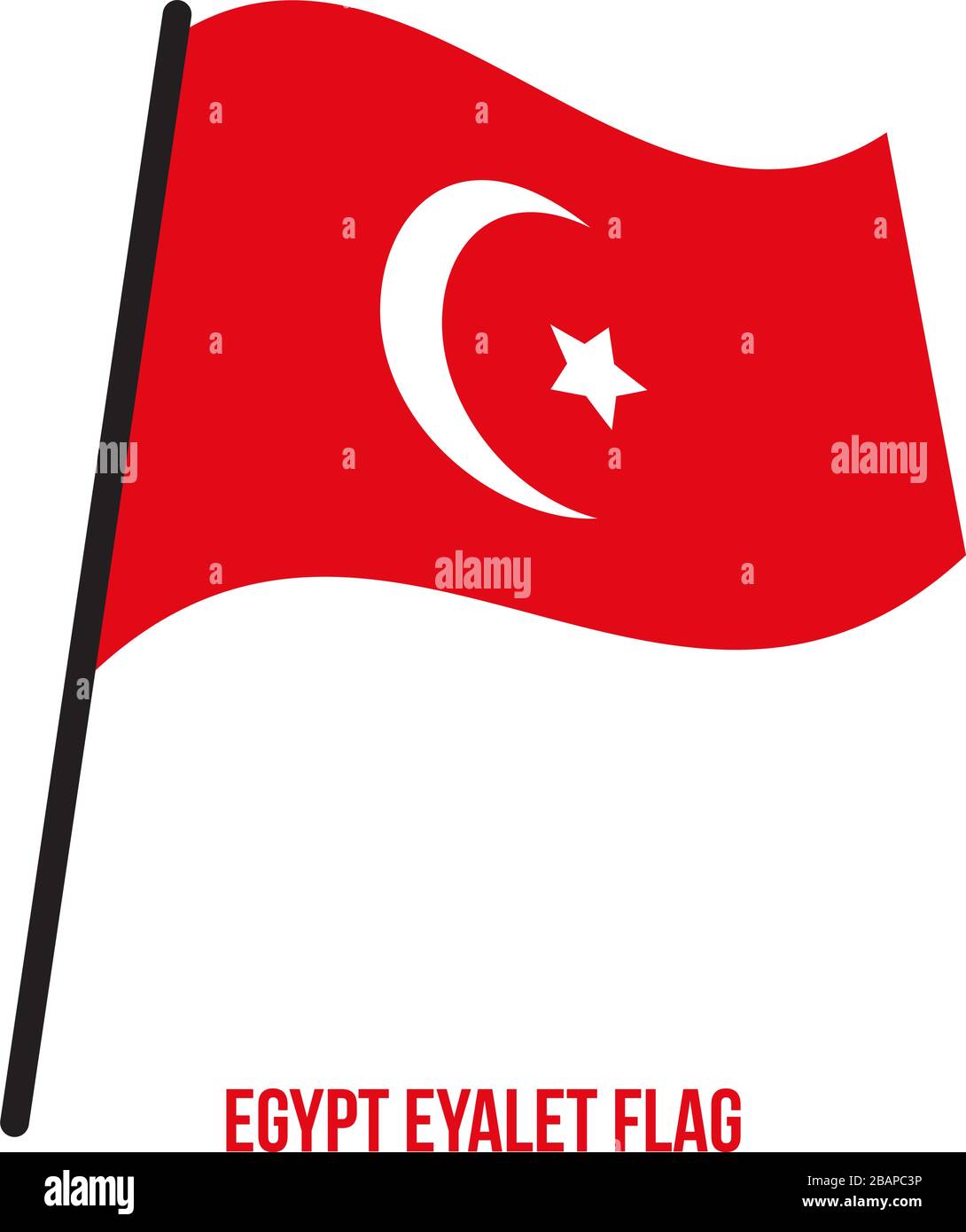 Egitto Eyalet (1517-1867) bandiera sventola illustrazione vettoriale su sfondo bianco. Egitto vettore di flag. Il Eyalet di Egitto è stata la conseguenza della conquista di Illustrazione Vettoriale