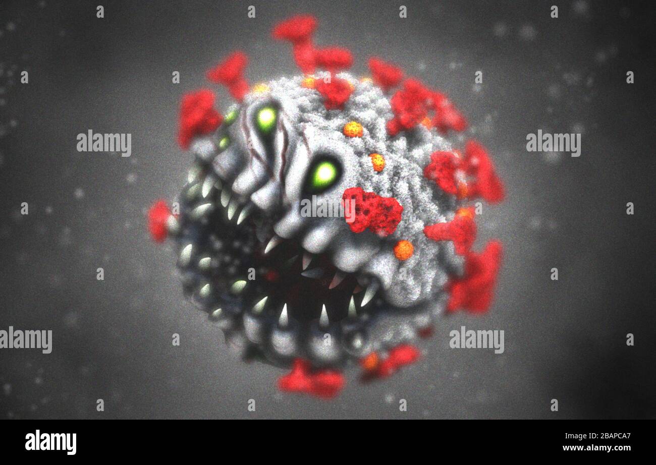 Mostro microscopico di Covid-19 Foto Stock