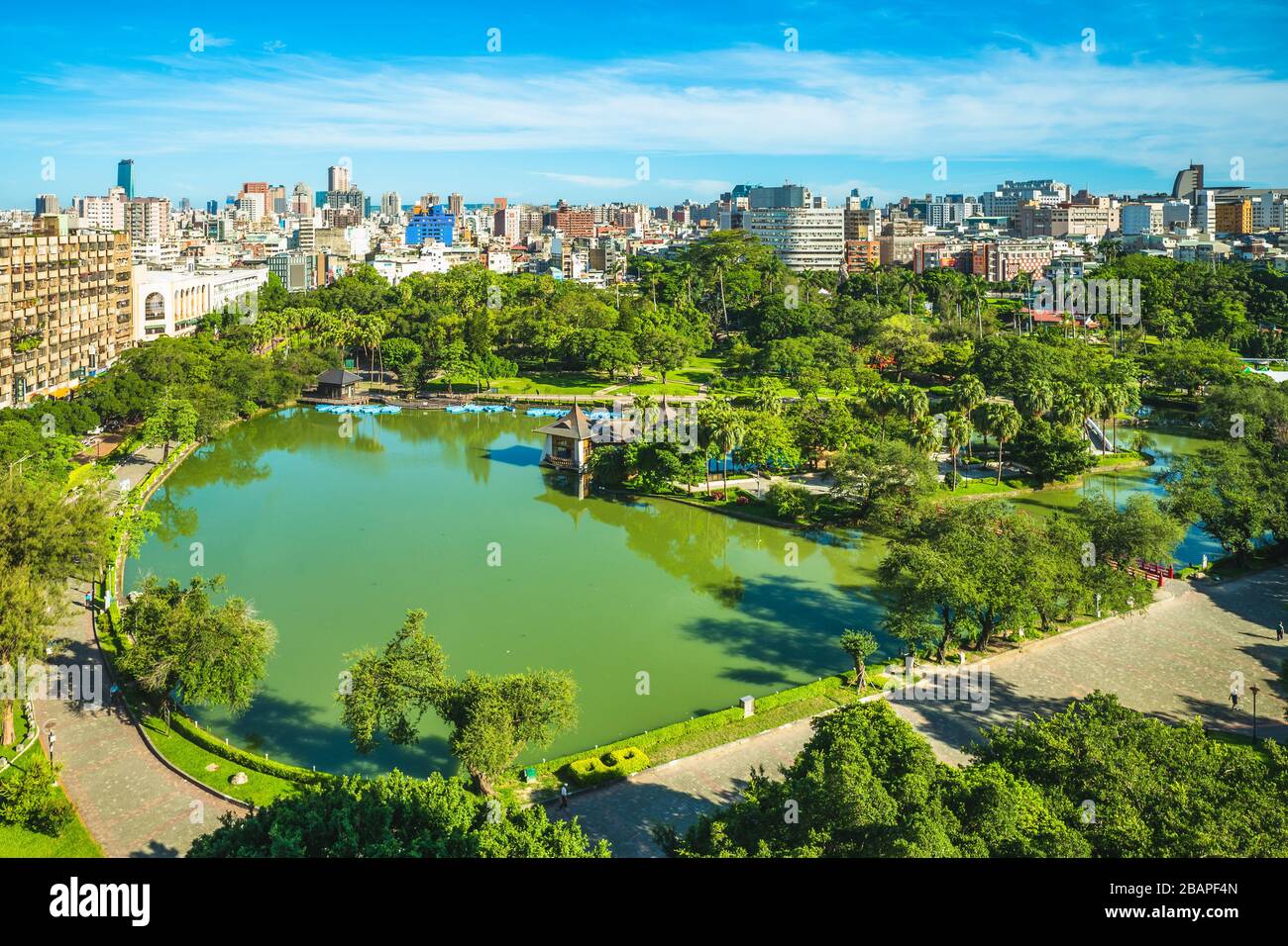 veduta aerea del parco zhongshan a taichung, taiwan Foto Stock