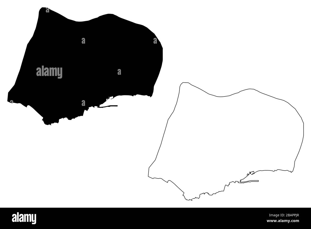 Funchal City (Repubblica portoghese, Portogallo, isola di Madeira) mappa vettoriale illustrazione, schizzo di ciottoli Città di Funchal mappa Illustrazione Vettoriale