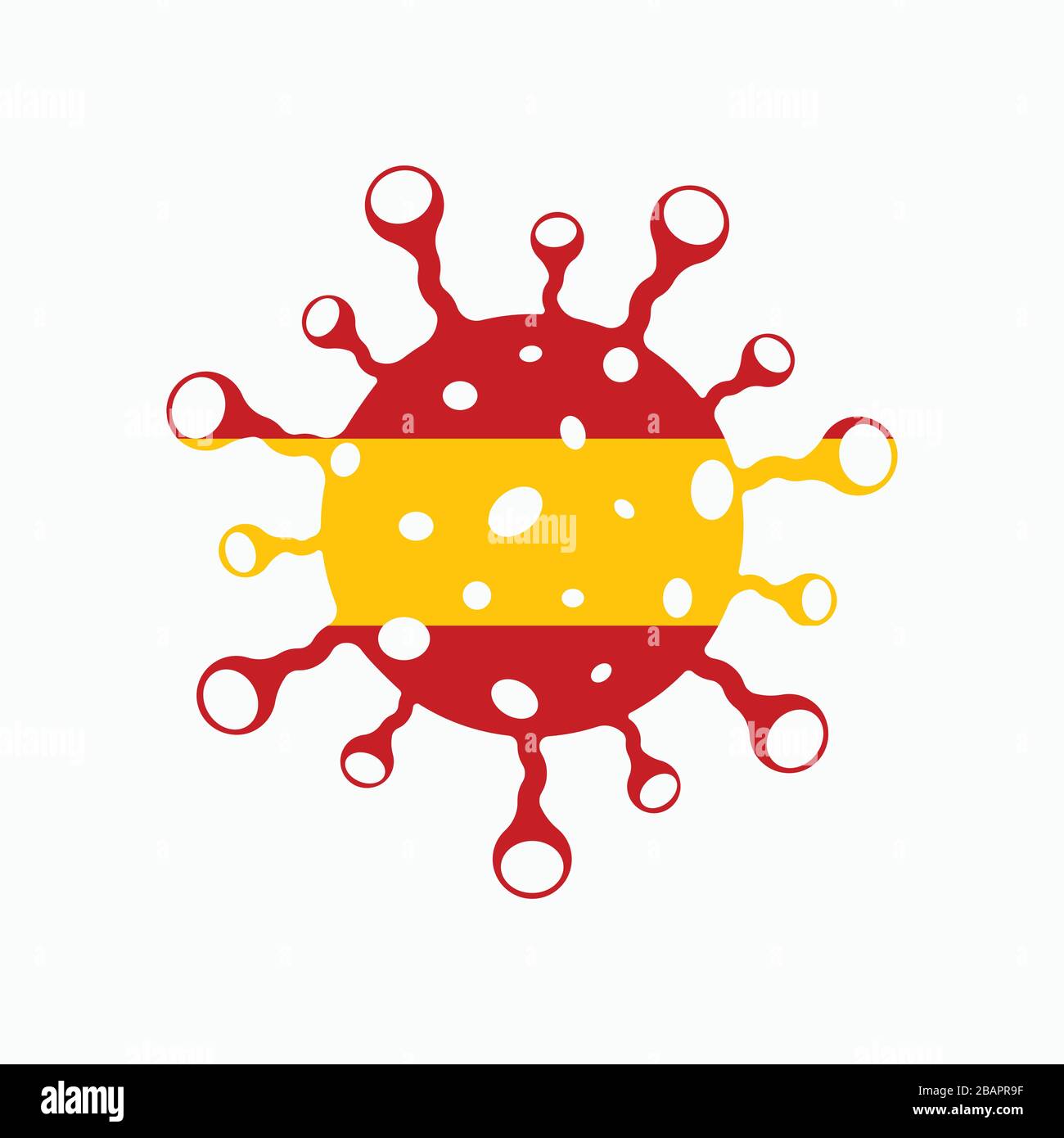 Malattia da coronavirus (COVID-19) Spagna bandiera consapevolezza sociale Vector Illustrazione. 2019-nCov / 2019 Novel Corona Virus Awareness Flag Design Vector Templ Illustrazione Vettoriale