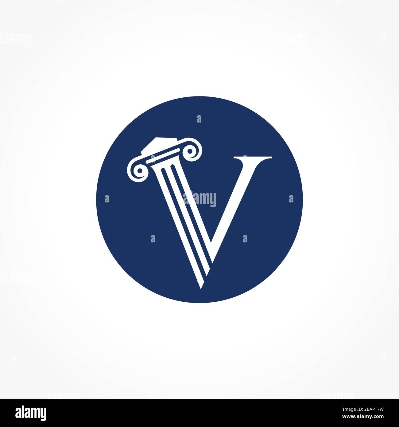 Lettera V del avvocato e della legge con modello vettoriale del cerchio moderno creativo. Lettera legale commerciale V Logo Design Illustrazione Vettoriale