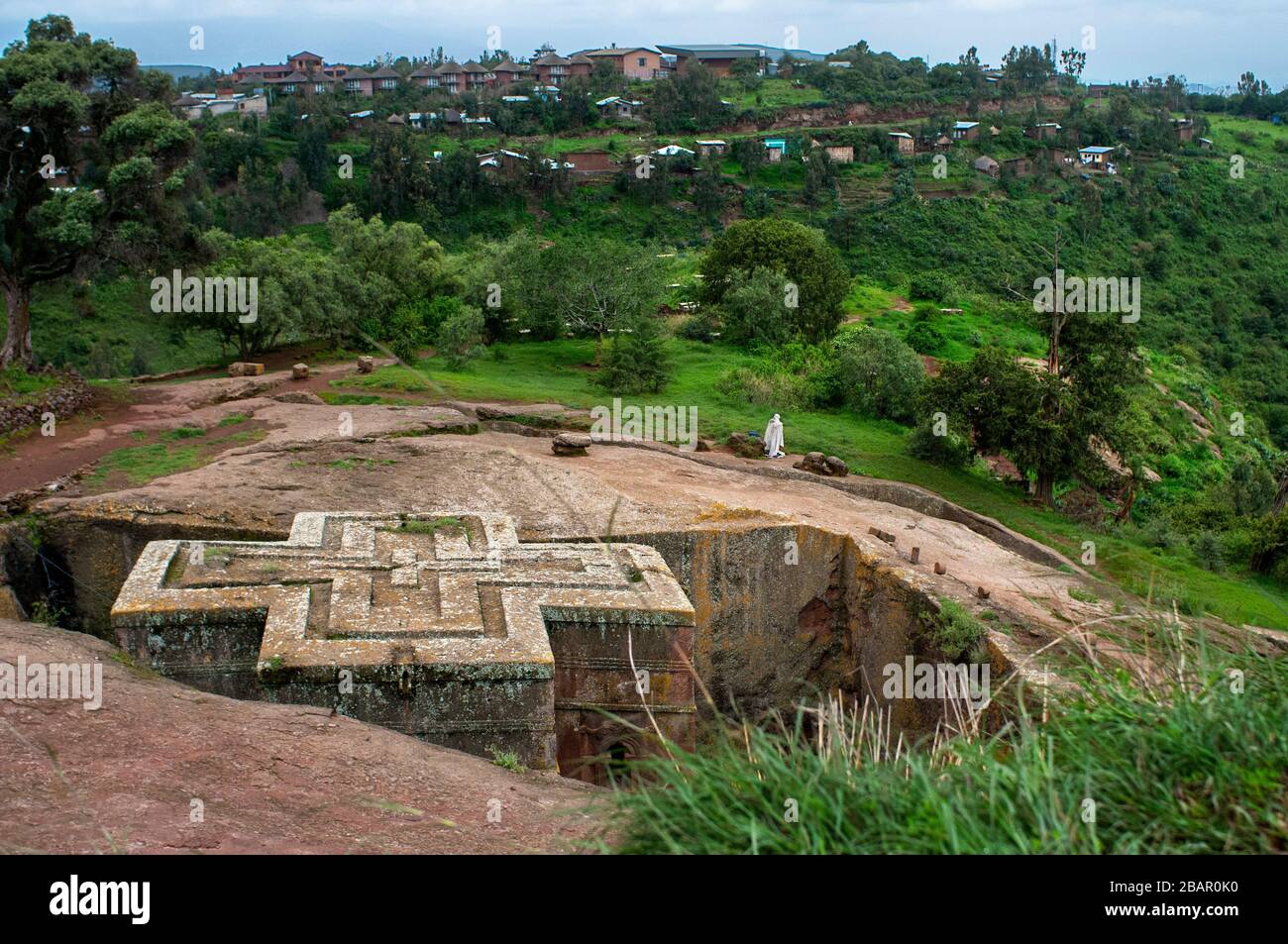 Chiesa monolitica di Bete Giyorgis o San Giorgio, Patrimonio dell'Umanità dell'UNESCO, Lalibela, regione di Amhara, Etiopia settentrionale Foto Stock