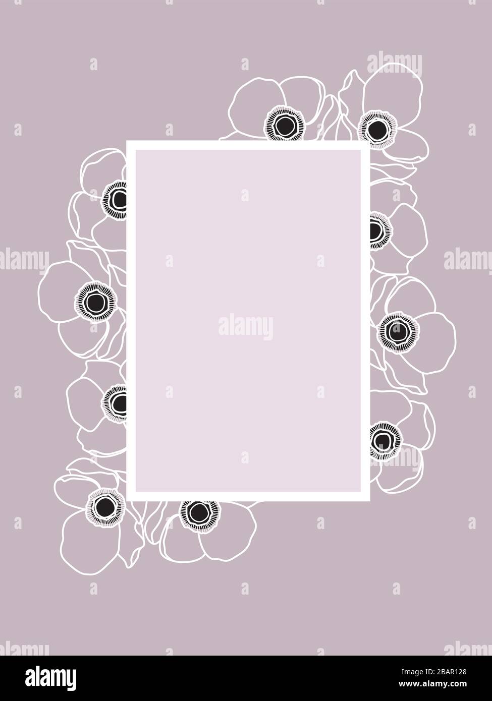Struttura per matrimoni con fiore di anemone rosa pallido. Siimplicity ed eleganza. Line Art Illustrazione Vettoriale