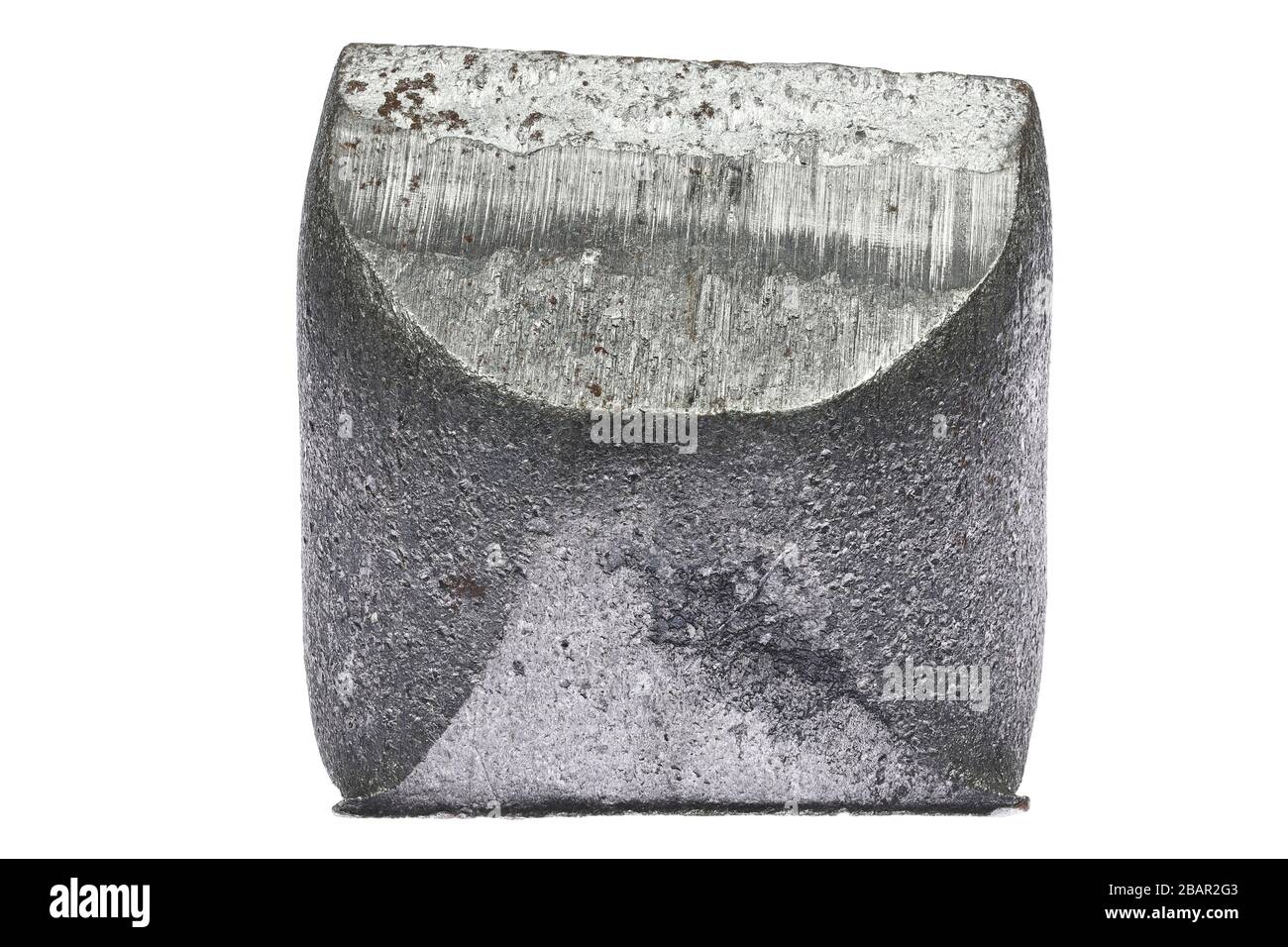 ferro elettrolitico fine al 99,98% isolato su sfondo bianco Foto Stock