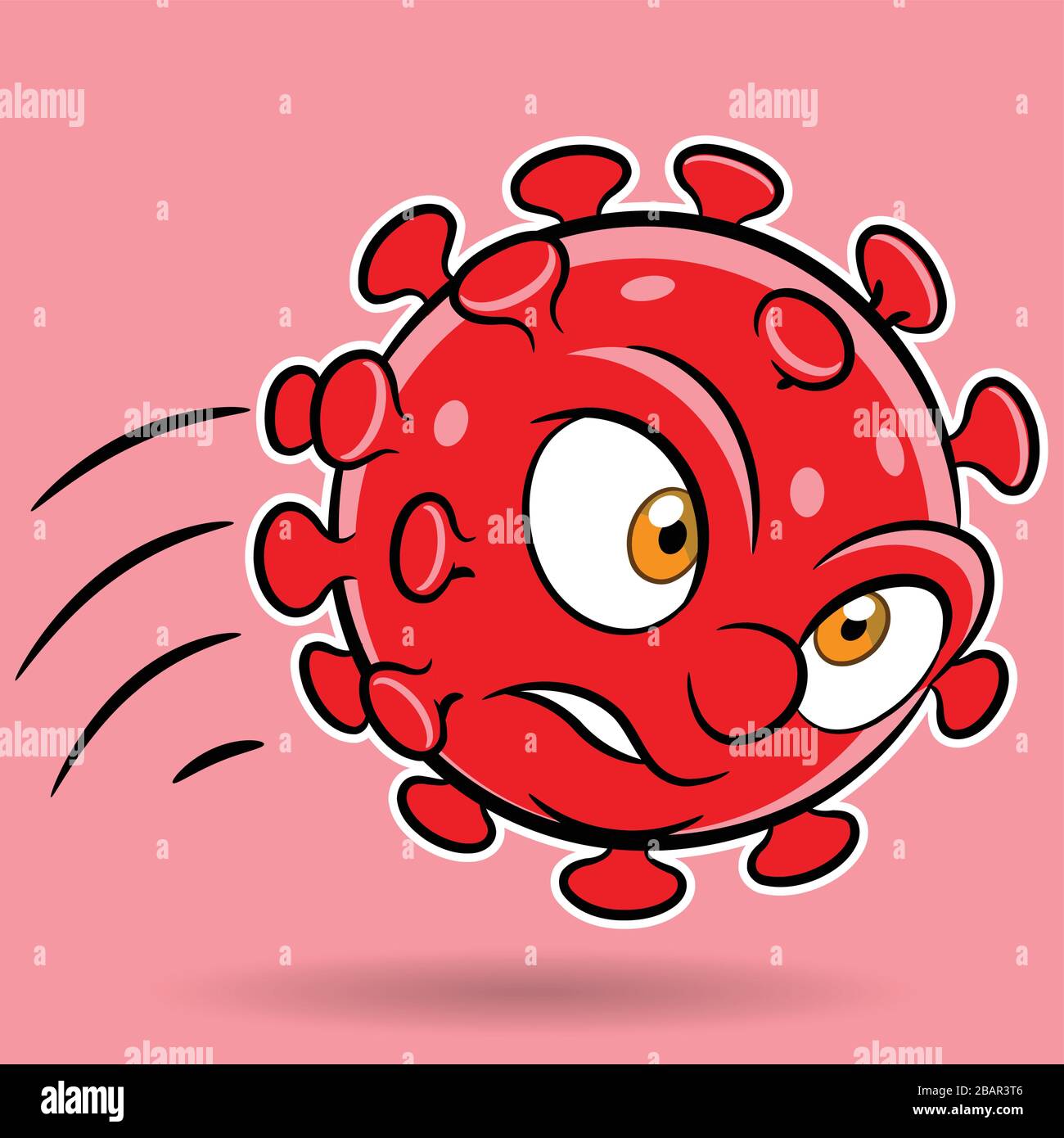 Illustrazione di Cartoon che attacca il Coronavirus Rosso Illustrazione Vettoriale