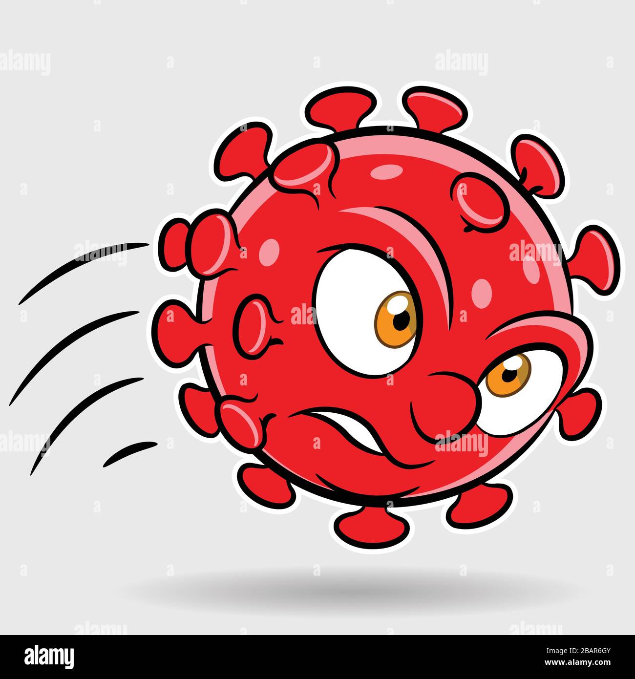 Illustrazione di Cartoon che attacca il Coronavirus Rosso Illustrazione Vettoriale