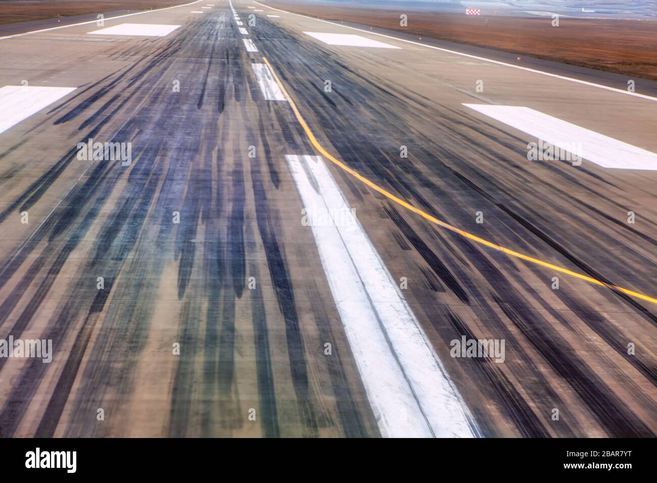 primo piano immagine della pista dell'aereo Foto Stock