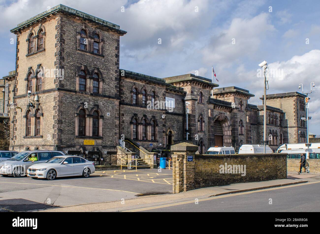 LONDRA- esterno della prigione di sua Maestà Wandsworth, una prigione di categoria B Mens nel sud ovest di Londra Foto Stock