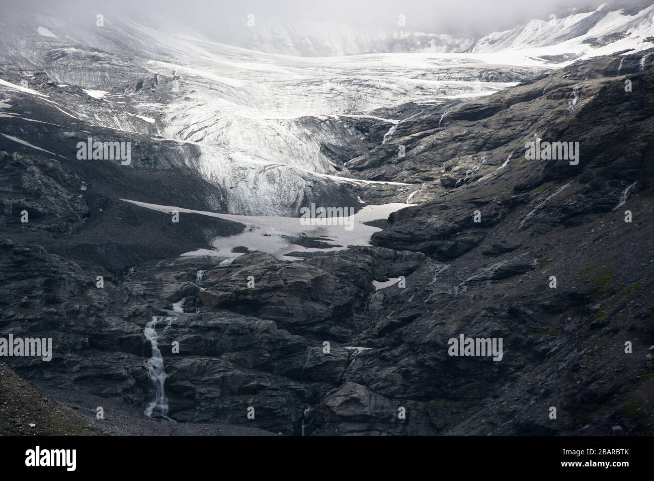 vista sul ghiacciaio de l'en darrey sopra lac des dix in vallese, svizzera Foto Stock