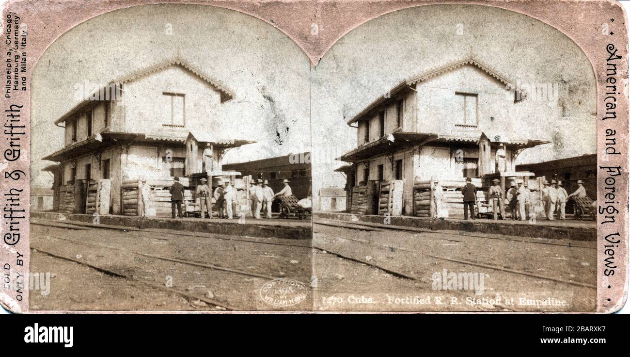 Stazione Fortificata RR a Empadine, Cuba, di William H. Rau, 1898 Foto Stock