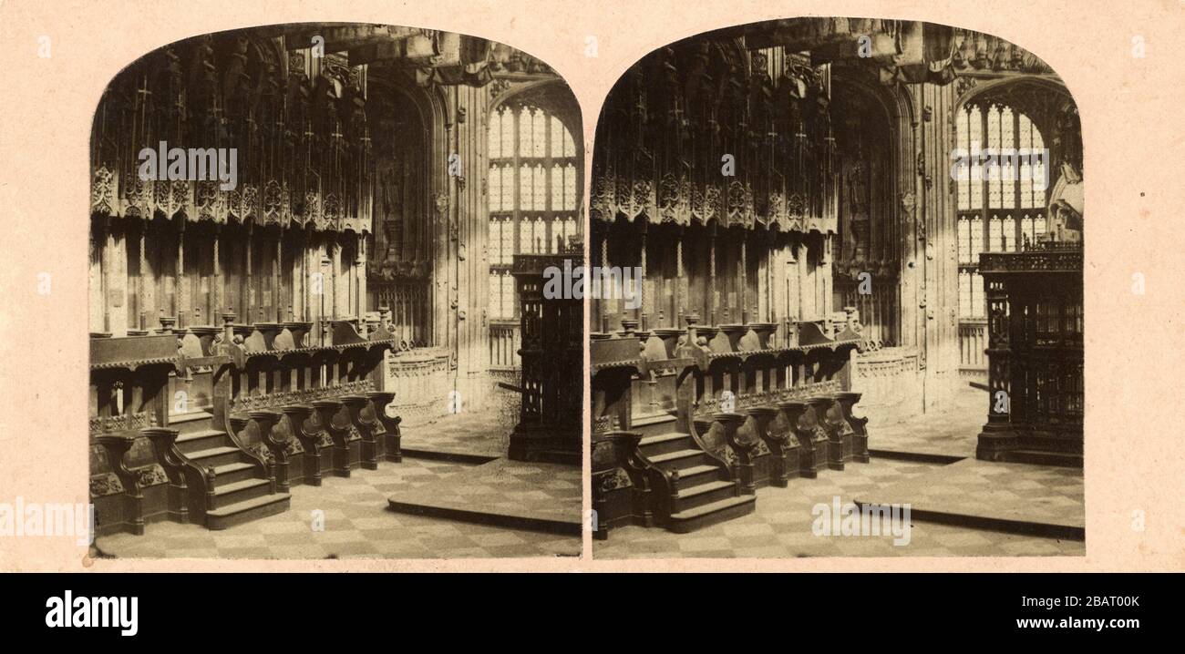 Cappella di Enrico VII, interno dell'Abbazia di Westminster, di Victor Albert Prout, 1860 Foto Stock