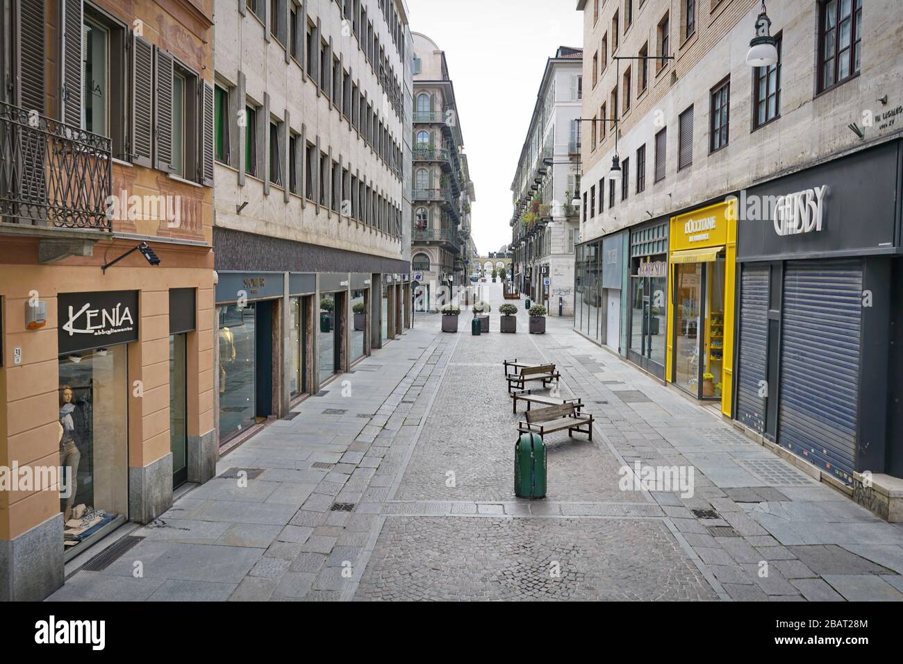 Coronavirus Impact, vuota strada del centro di Torino, Italia - Marzo 2020 Foto Stock