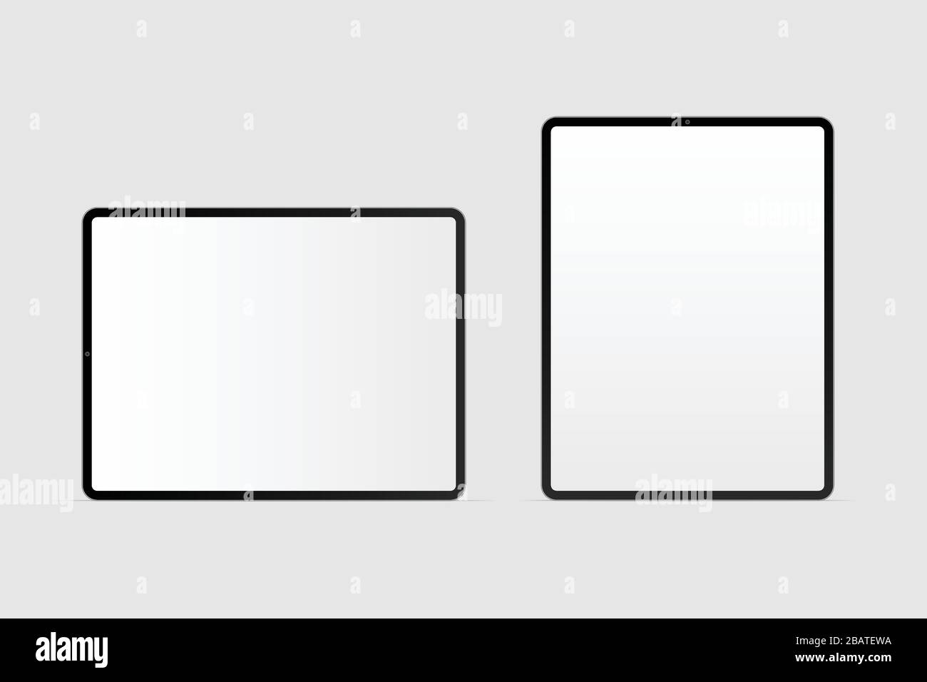 Moderno mockup nero per tablet, moderno schermo vuoto per tablet, computer vettoriale di stile piatto Illustrazione Vettoriale