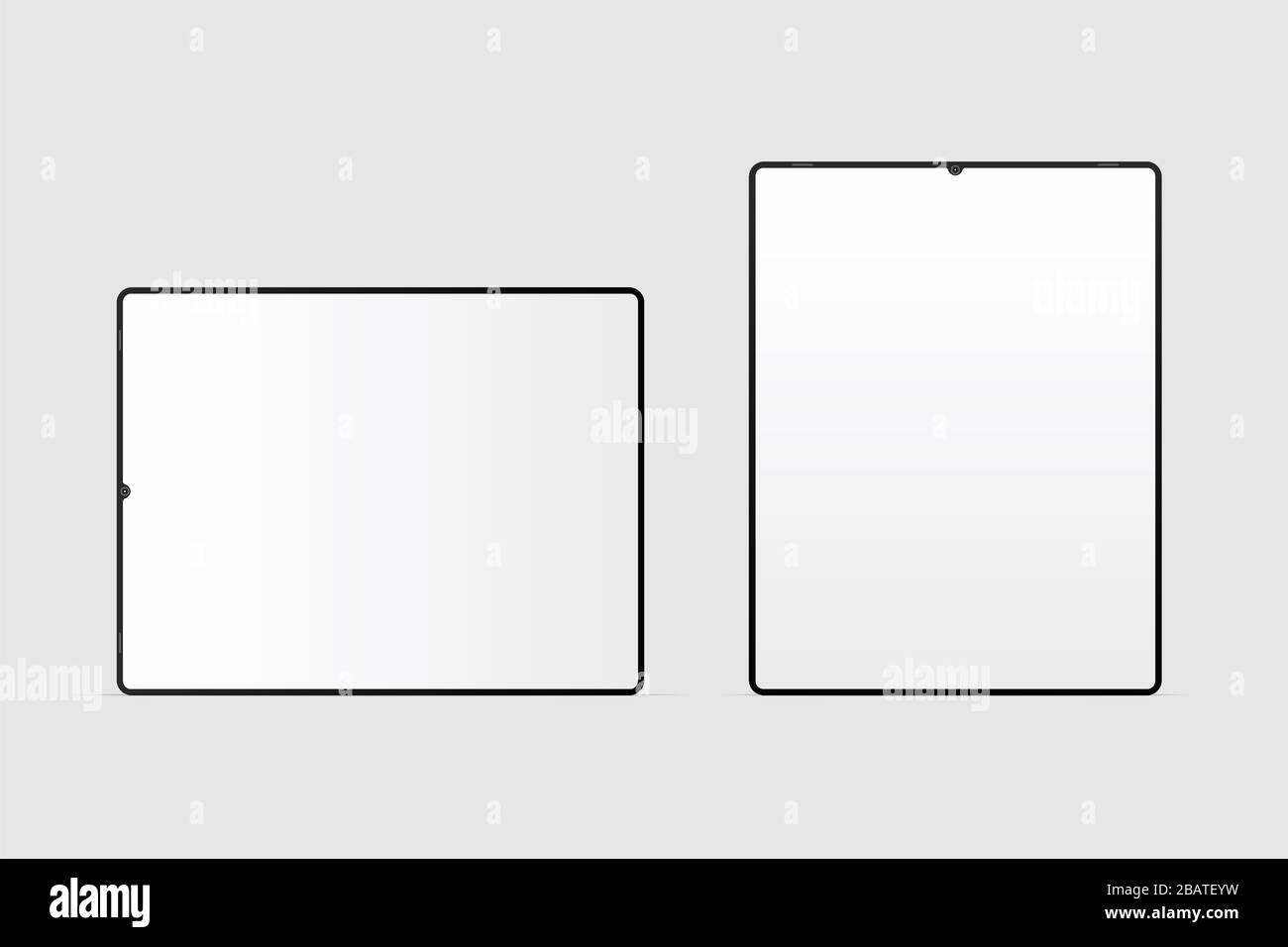 Moderno mockup nero per tablet, moderno schermo vuoto per tablet, computer vettoriale di stile piatto Illustrazione Vettoriale