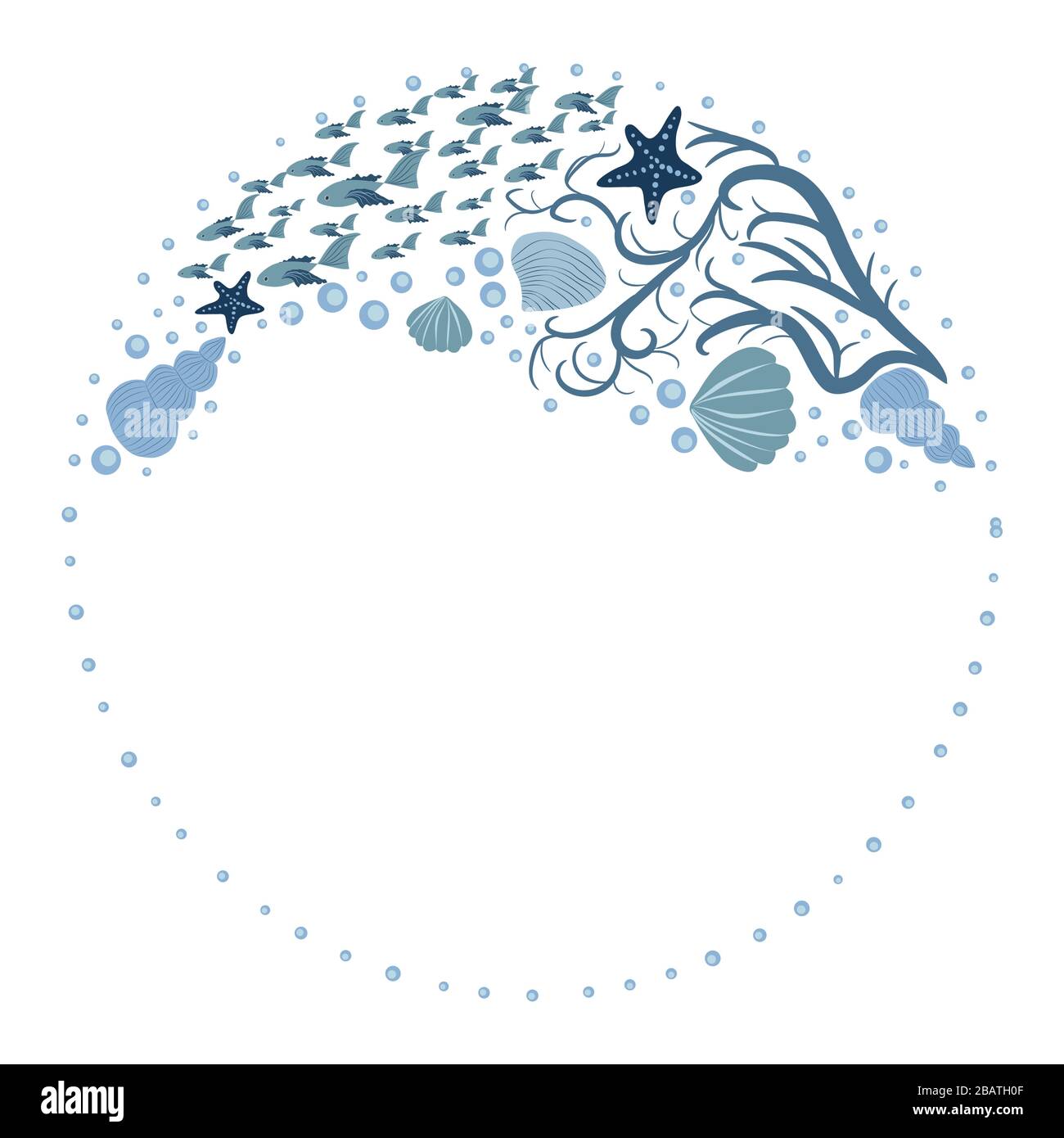 Cornice sul tema marino con bordo di creature marine disegnate a mano  Immagine e Vettoriale - Alamy