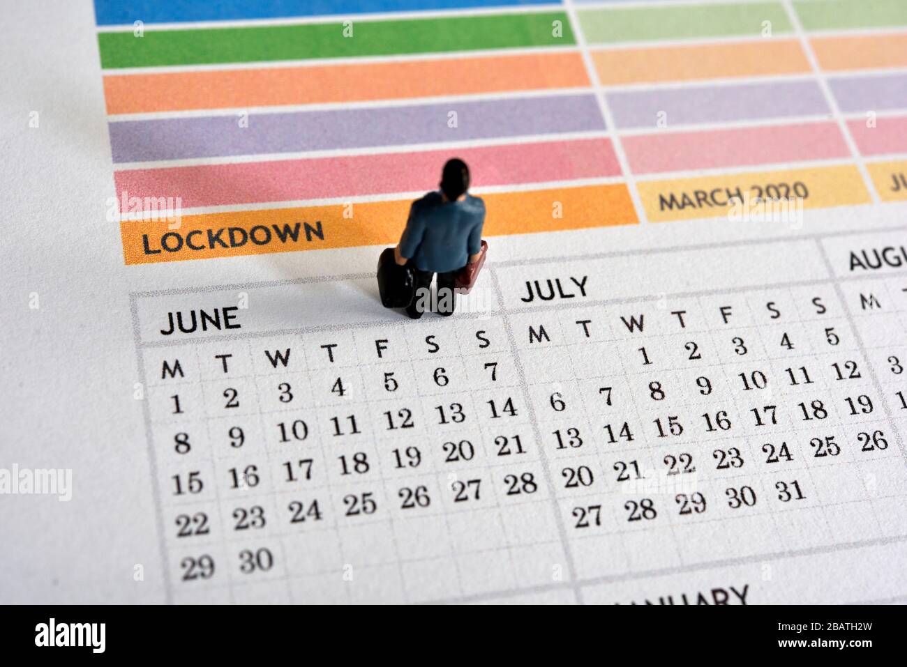 Coronavirus,covid-19,Government lock down,concept,figurine miniaturizzate, uomo d'affari,concept Foto Stock