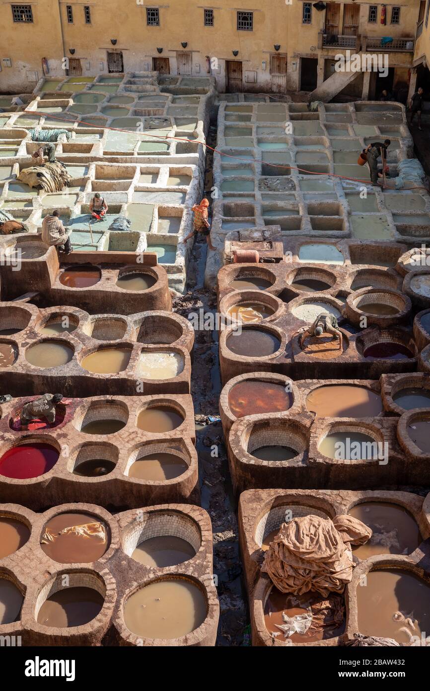 Chouwara (Chouara) Tannery, Fes Medina, Fez, Marocco Foto Stock
