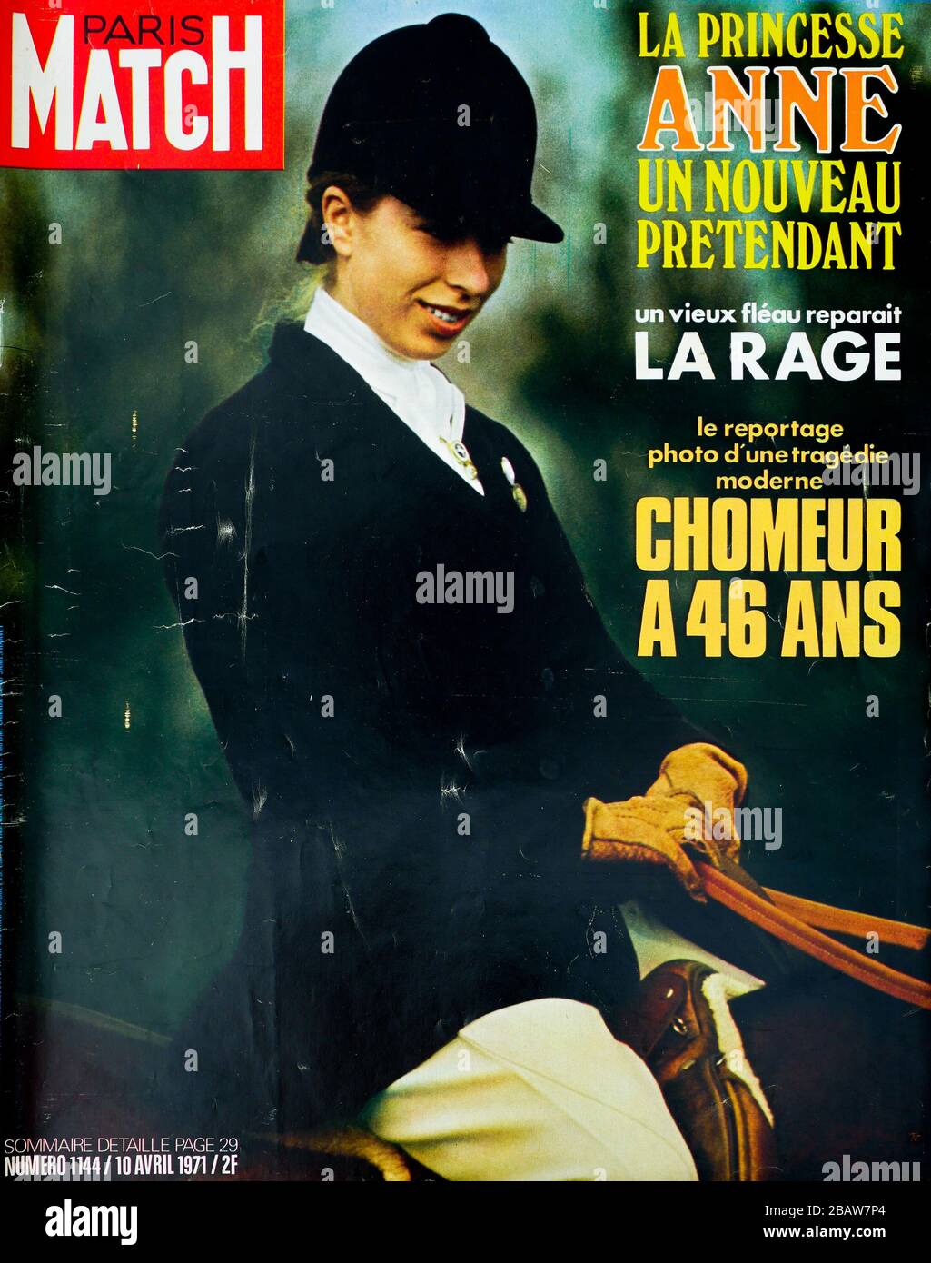 FrontPage della rivista francese Paris-Match, n° 1144, il nuovo pretendente della principessa Ann d'Inghilterra, 1973, Francia Foto Stock