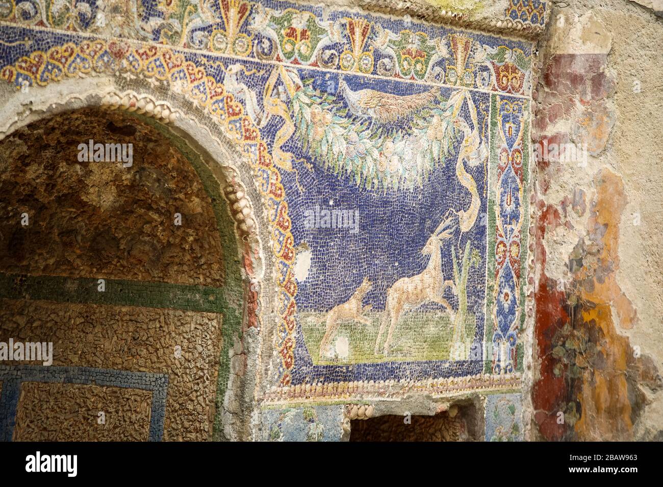 Mosaico nella Casa di Nettuno e Amphitrite, Ercolano Foto Stock