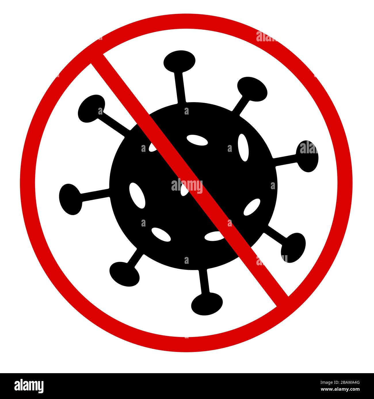 Stop coronavirus segno di pericolo del virus Corona isolato su sfondo bianco. Icona 2019-nCoV. Illustrazione piatta vettoriale. Illustrazione Vettoriale