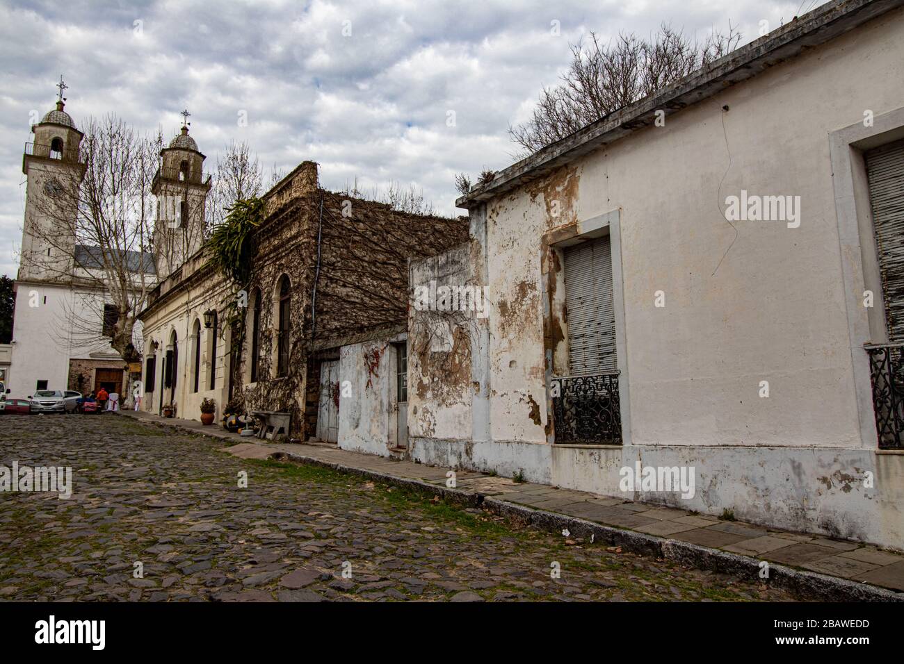 Strada acciottolata a Colonia, Uruguay Foto Stock